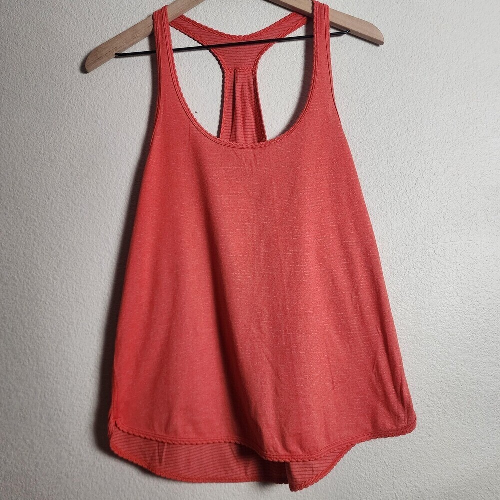Lululemon Tank Top Womens Medium Orange Racerback Athletic Yoga Shirt Workout